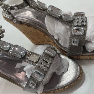 Silver Studded Espadrilles Heels
